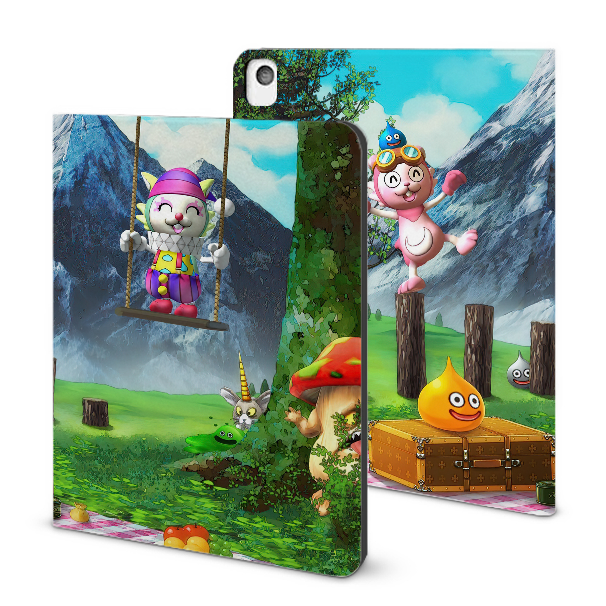 （画像用） ドラゴンクエスト Doragon Kuesuto Dragon Quest IPadケース ペンホルダー付き ブックスタイルデザイン